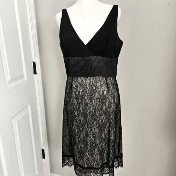 Moulinette Soeurs by Anthropologie Women's Black Silk Lace Cocktail Dress Size 8 - Picture 2 of 9